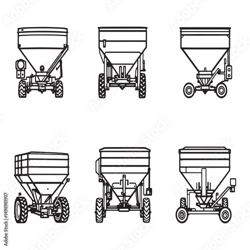 Livestock feed mixer in simple linear graphic illustration