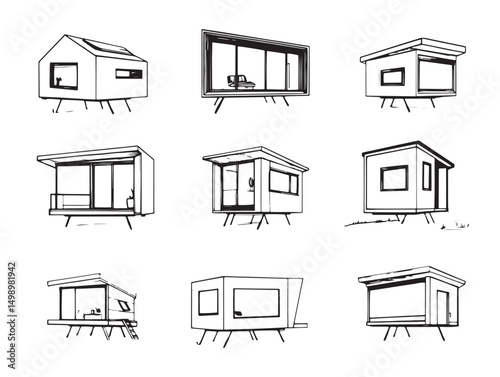 eco home line art drawing for environmentally friendly houses