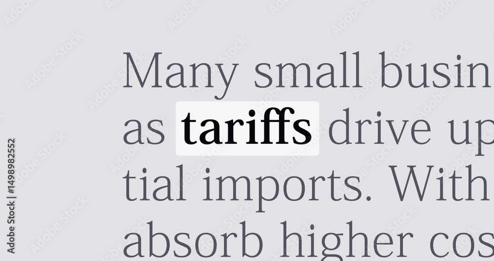 Word Tariffs in the news titles across international media, changing media headlines with tariffs or customs duty theme, news overview, loop footage