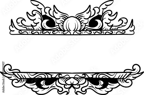 line border ornament with traditional carvings