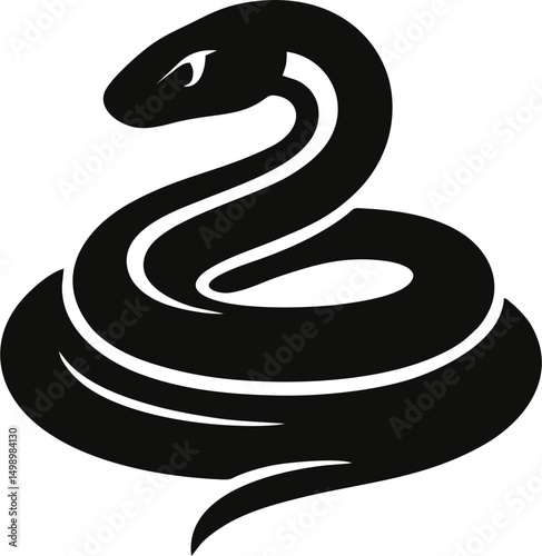 Coiled serpent ready to strike pose