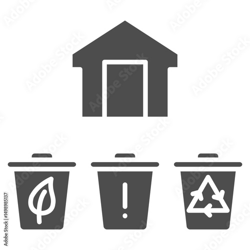 Waste Sorting Glyph Icon Element For Design