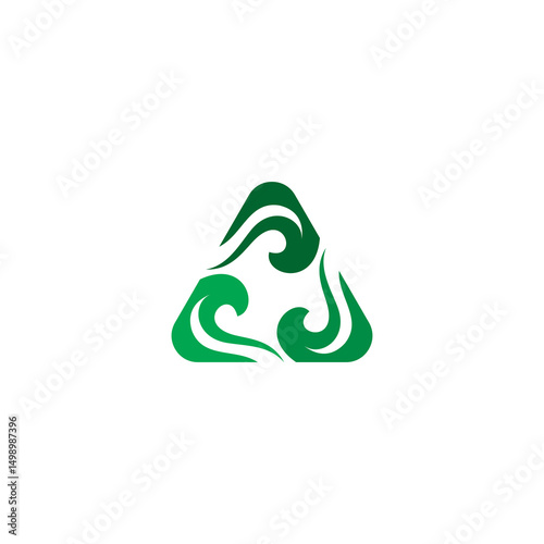 three leaf triangle logo design. circle leaf icon