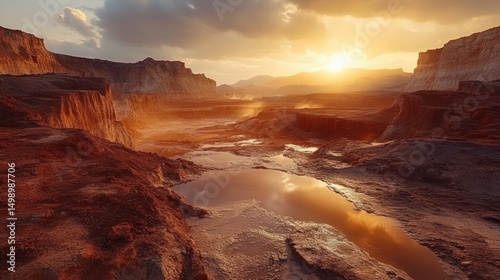 Ethereal sunrise over Martian landscape, showing the beauty and serenity