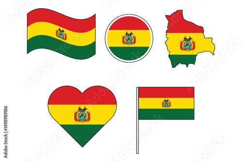 set of badges with flag of Bolivia vector illustration