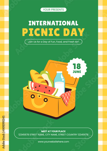 International Picnic Day Social Flyer with Nature and Food