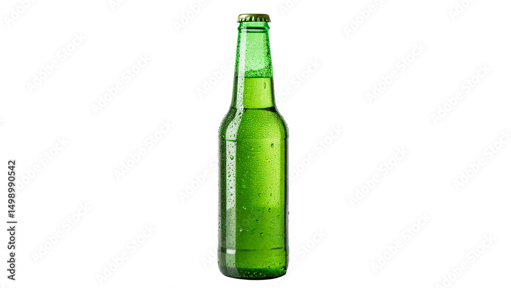 vibrant Green bottle of beer isolated on transparent background vibrant Green bottle of beer isolated on transparent background