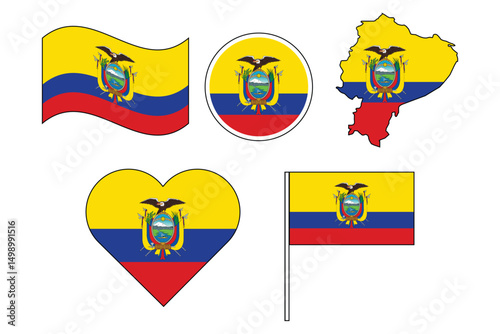 Wallpaper Mural set of badges with flag of Ecuador vector illustration Torontodigital.ca
