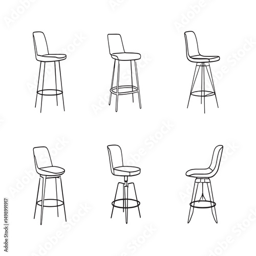 minimalist bar stool outline drawing modern style design