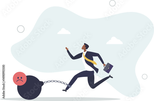 Stressed burden, anxiety or negative thinking, anger or emotional causing problem, mental health or depression, overworked or overwhelmed concept, character life .