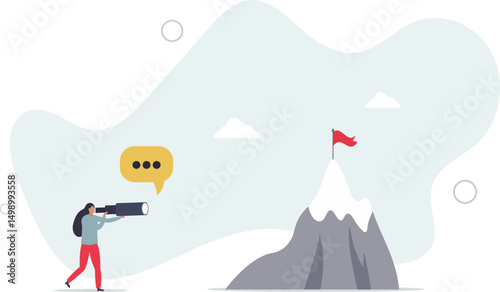 Focusing on target and business challenge objective.Successful peak and top seeking. character life .
