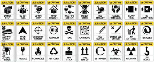 Cardboard Packaging Labels. 30 vector icons design elements.