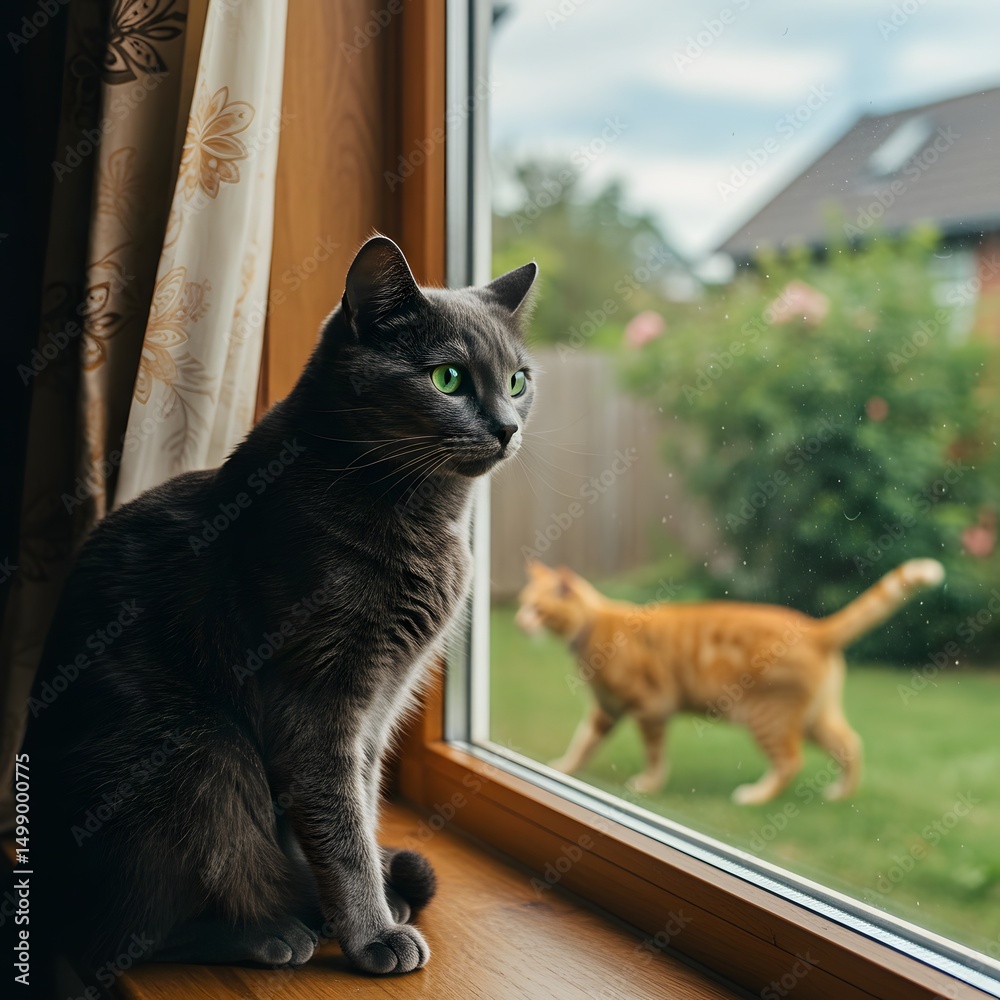 Naklejka premium Cat on Window Sill