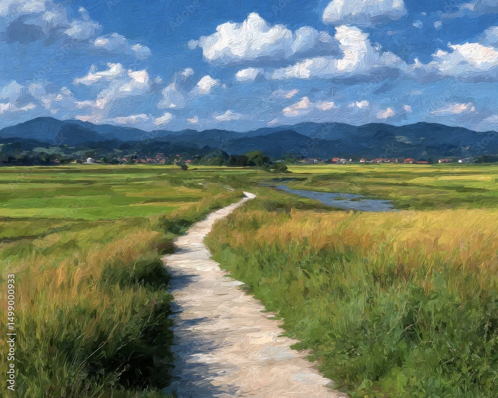 Fototapeta premium Countryside Path on a Sunny Day