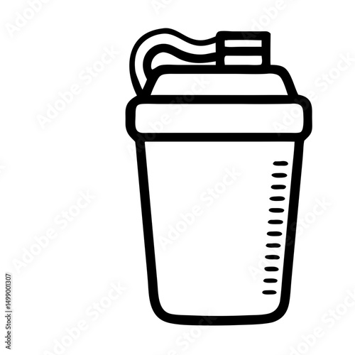 Outline of a protein shake bottle for fitness concept  