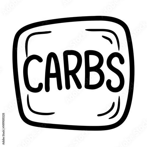 Carbs icon in hand-drawn style with black outline and simple design for fitness  concept
