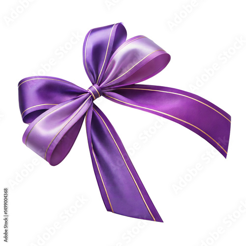 Blue ribbon bow isolated on transparent background