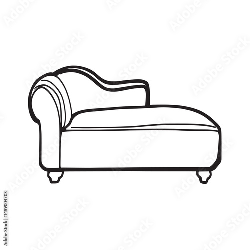 Minimalist elegant chaise lounge vector line art design
