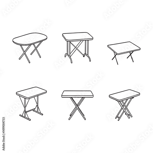 minimalist folding table outline drawing vector graphic style