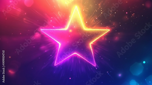 a glowing star icon shape of tunnel of light, symbolizing their path toward success through discipline and perseverance, against a colorful gradientHigh-quality sharp images