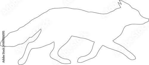 Running Fox Silhouette Vector Illustration, Outline Design