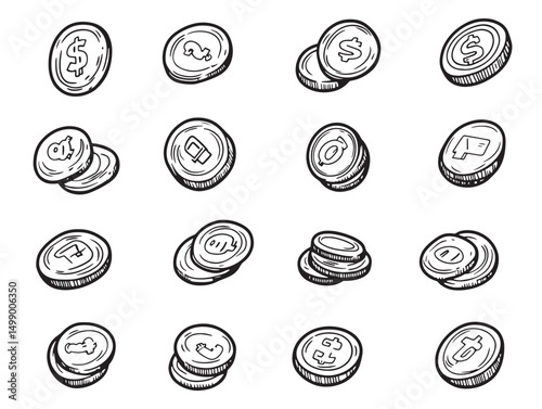 Elegant Coins Line Art Graphic For Digital And Print Media