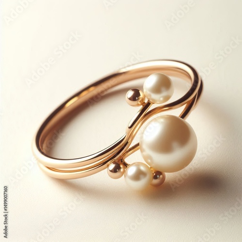 Wallpaper Mural a gold elegant wedding ring design with pearls, white background Torontodigital.ca