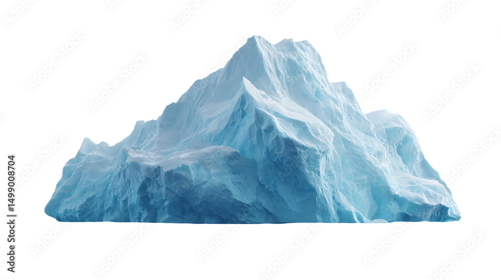 Fototapeta premium Large Light Blue Iceberg on Transparent Background, PNG