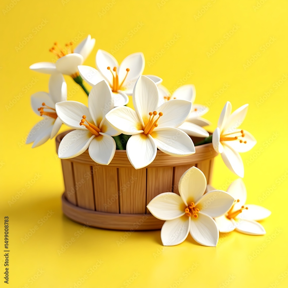 Fototapeta premium Bouquet of flowers in a basket or vase