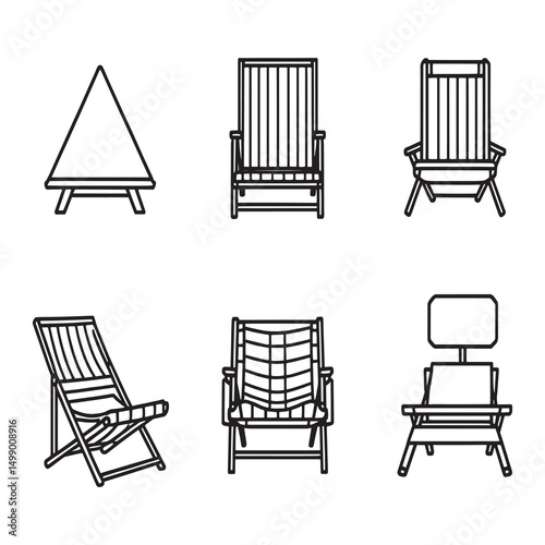 minimalist outline of a classic deck chair drawing