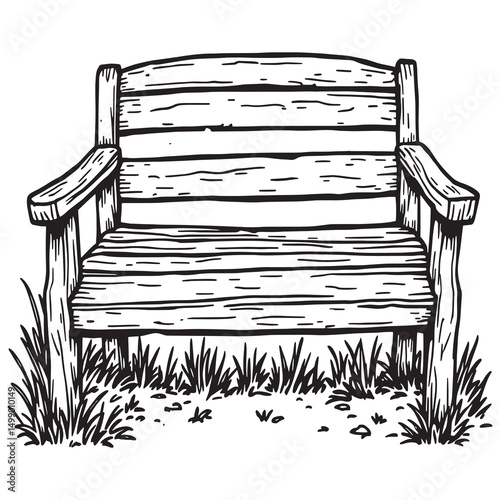 minimalist style garden bench outline drawing for design