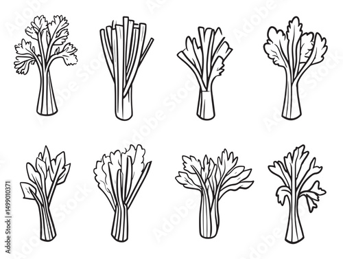 Celery Food Line Art Minimalist Style For Recipe Book