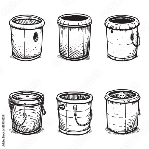 minimalist style vermicompost bin outline drawing graphic element