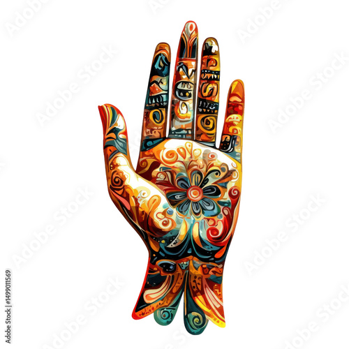 A Vibrant and Intricate Hand-Drawn Palmistry Design