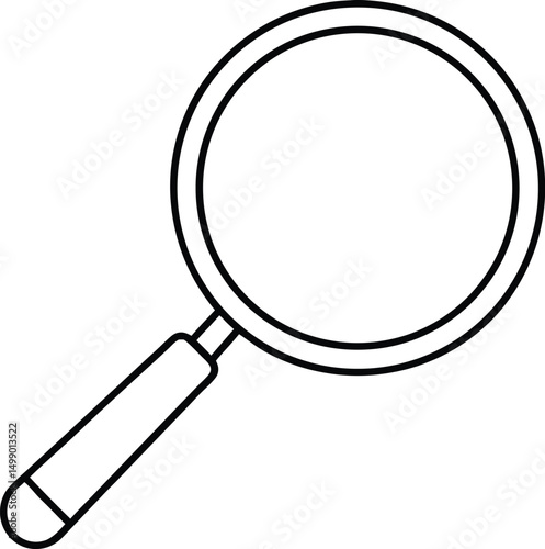 A magnifying glass with a black handle is isolated on a white background, perfect for search and discovery