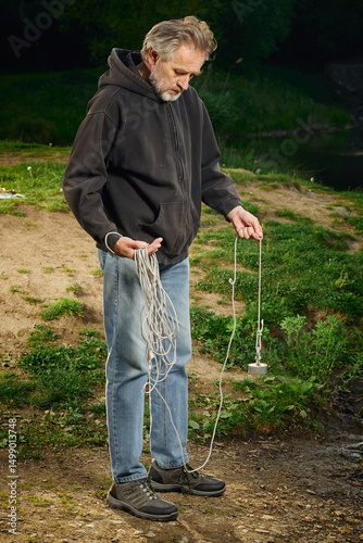 Senior citizen fishing with magnet in city lake found guns