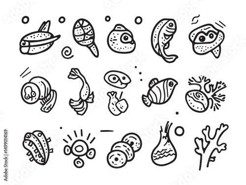 Hand drawn ceviche food line art for creative cooking projects