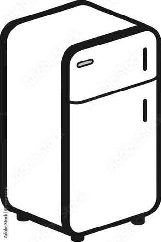 Modern stainless steel refrigerator with a closed door, isolated on a white background