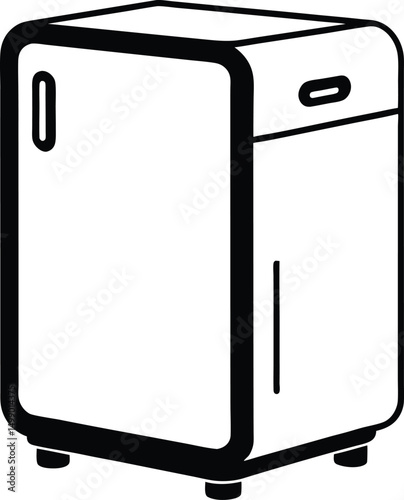 Vector illustration of household appliances, including a modern electric stove and kettle, with a blank black sheet and clipboard for your business message