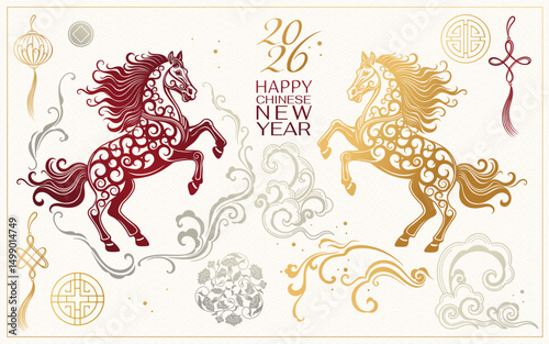 Chinese Zodiac Horse Vector Clipart – Lunar Calendar New Year Symbol