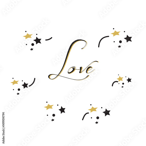 Romantic Love Design with Stars - Elegant and Heartfelt Graphic Art.