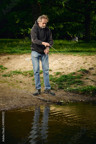 Senior citizen fishing with magnet in city lake found guns