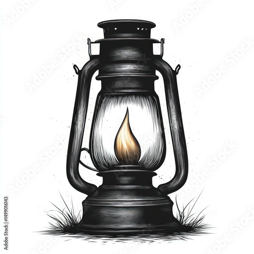Vintage kerosene lamp illustration