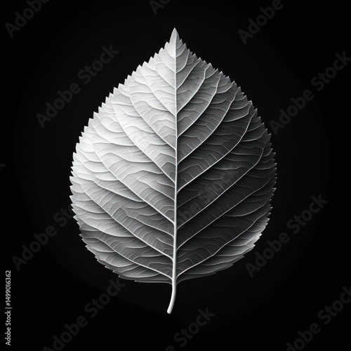 Detailed grayscale leaf design