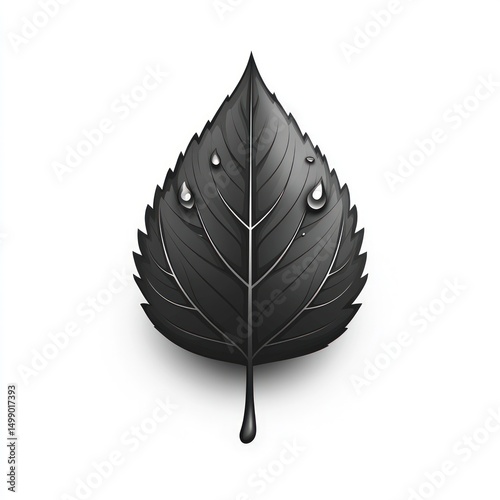Black leaf with water droplets