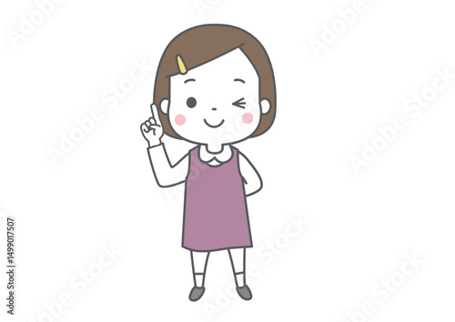 ウインクをして指さしポーズをしている女の子