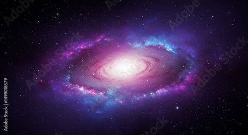 Majestic Spiral Galaxy Cosmic Nebula in Vibrant Hues
