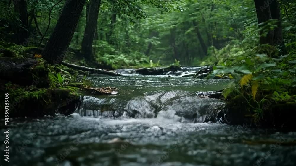 Forest stream cascading over rocks Forest stream cascading over rocks