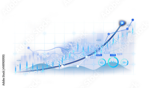Transparent or png stock market investment trading graph growth.Trade business analytics graph and financial chart.	
