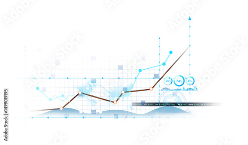 Transparent or png stock market investment trading graph growth.Trade business analytics graph and financial chart.	
